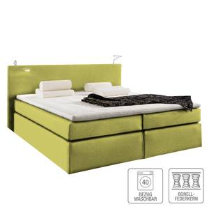 Boxspring Japura inclusief topper - geweven stof - Limegroen - 180 x 200cm