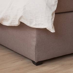 Boxspring Jean inclusief topper structuurstof - Taupe - 100 x 200cm - Bonell-binnenveringmatras - H2 zacht