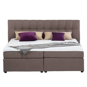 Boxspringbett Jean inklusive Topper - Strukturstoff - Taupe - 180 x 200cm - Kaltschaummatratze - H3