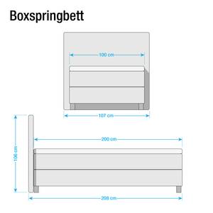 Lit boxspring Jelling Tissu structuré - Taupe - 100 x 200cm - Matelas à ressorts Bonnell - D2 souple