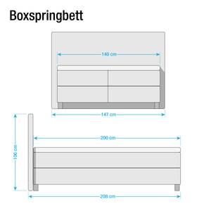 Lit boxspring Jelling Tissu structuré - Taupe - 140 x 200cm - Matelas à ressorts Bonnell - D3 medium
