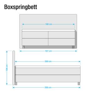 Lit boxspring Jelling Tissu structuré - Taupe - 160 x 200cm - Matelas à ressorts Bonnell - D3 medium