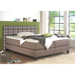 Lit boxspring Jelling Tissu structuré - Taupe - 180 x 200cm - Matelas de mousse froide - D3 medium