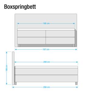 Boxspring Jelling structuurstof - Antraciet - 180 x 200cm - Bonell-binnenveringmatras - H2 zacht
