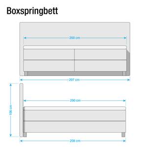 Boxspringbett Jelling Strukturstoff - Taupe - 200 x 200cm - Bonellfederkernmatratze - H2