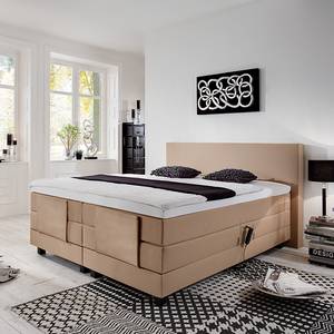 Boxspring Jula (motorisch verstelbaar) inclusief koudschuimtopper geweven stof - Ecrú - 100 x 200cm - H2 zacht