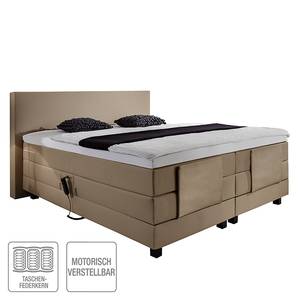 Lit boxspring Jula (réglage électrique) Avec surmatelas en mousse froide Tissu - Ecru - 100 x 200cm - D3 medium