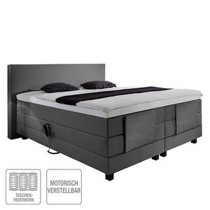 Boxspring Jula (motorisch verstelbaar) inclusief koudschuimtopper geweven stof - Grijs - 100 x 200cm - H3 medium