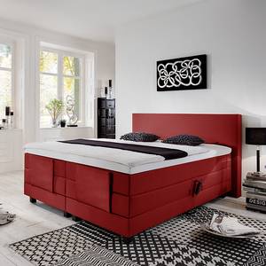 Lit boxspring Jula (réglage électrique) Avec surmatelas en mousse froide Tissu - Rouge - 100 x 200cm - D2 souple