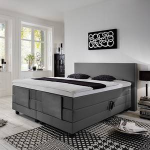 Lit boxspring Jula (réglage électrique) Avec surmatelas en mousse froide Tissu - Gris - 140 x 200cm - D3 medium