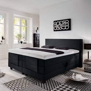 Boxspringbett Jula Inkl. Kaltschaumtopper Webstoff - Schwarz - 140 x 200cm - H2