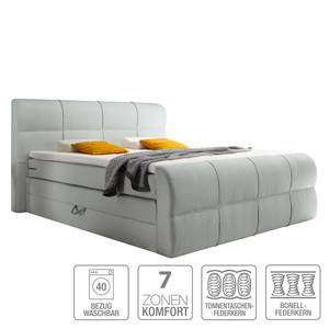 Lit capitonné Kama Avec surmatelas Tissu - Gris clair