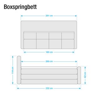 Boxspring Kama inclusief topper geweven stof - Lichtgrijs