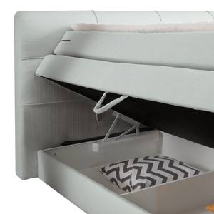 Lit capitonné Kama Avec surmatelas Tissu - Gris clair