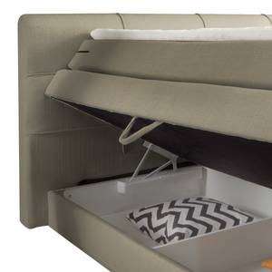 Boxspringbett Kama inklusive Topper Webstoff - Mittelbraun