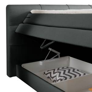 Lit capitonné Kama Avec surmatelas Tissu - Noir