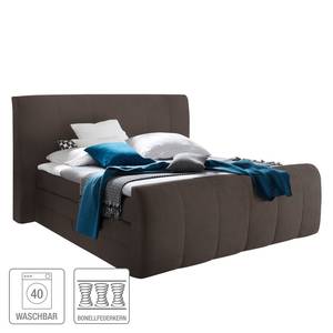 Lit boxspring Kasai Microfibre - Avec surmatelas - Marron chocolat