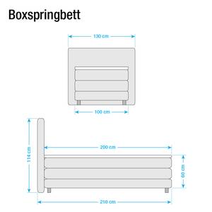 Boxspring Kendrick (met elektromotor) inclusief topper zilvergrijs - Antraciet - 100 x 200cm - H3 medium