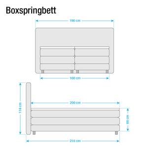 Lit boxspring Kendrick moteur électrique Surmatelas compris Gris argenté - Anthracite - 160 x 200cm - D2 souple