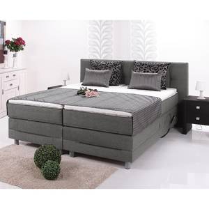 Lit boxspring Kendrick moteur électrique Surmatelas compris Gris argenté - Anthracite - 160 x 200cm - D3 medium