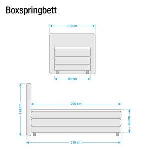 Boxspringbett Kendrick inkl. Topper - Anthrazit - 90 x 200cm - H2