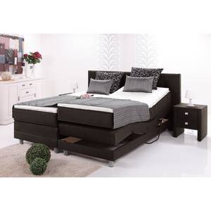 Lit boxspring Kendrick moteur électrique Surmatelas compris Gris argenté - Marron foncé - 90 x 200cm - D3 medium