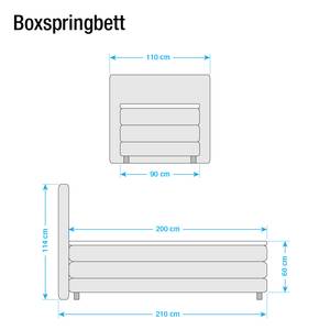 Boxspring Kendrick (met elektromotor) inclusief topper zilvergrijs - Donkerbruin - 90 x 200cm - H2 zacht