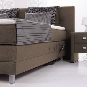 Lit boxspring Kendrick moteur électrique Surmatelas compris Gris argenté - Marron - 200 x 200cm - D3 medium