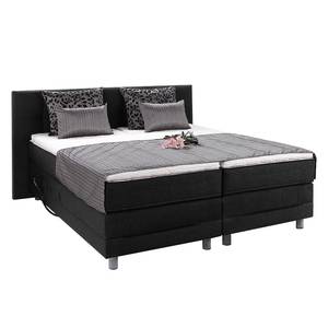 Lit boxspring Kendrick moteur électrique Surmatelas compris Gris argenté - Noir - 180 x 200cm - D2 souple