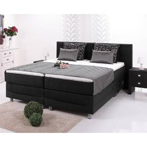 Lit boxspring Kendrick moteur électrique Surmatelas compris Gris argenté - Noir - 200 x 200cm - D2 souple