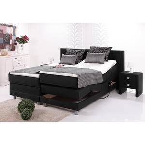 Boxspring Kendrick (met elektromotor) inclusief topper zilvergrijs - Zwart - 90 x 200cm - H2 zacht