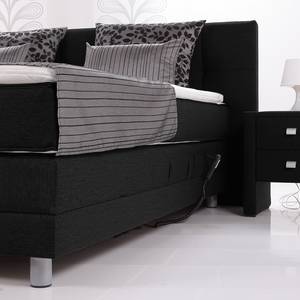 Lit boxspring Kendrick moteur électrique Surmatelas compris Gris argenté - Noir - 180 x 200cm - D2 souple