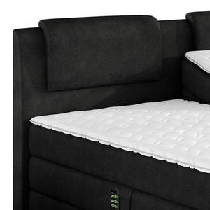 Lit boxspring Kinowo Réglage électrique - Tissu - Noir - 180 x 200cm