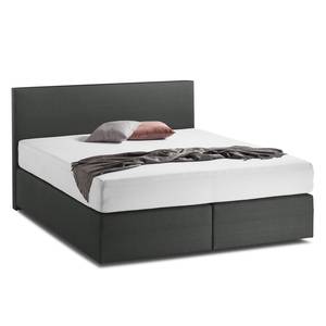 Lit boxspring KiYDOO I Tissu structuré - Anthracite - 140 x 200cm