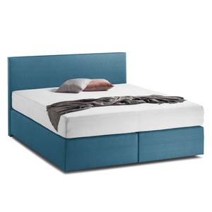 Lit boxspring KiYDOO I Tissu structuré - Bleu Gris - 180 x 200cm