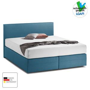 Lit boxspring KiYDOO I Tissu structuré - Bleu Gris - 180 x 200cm