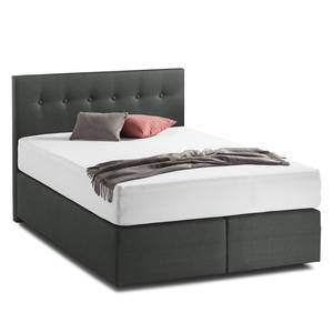 Lit boxspring KiYDOO II Tissu structuré - Anthracite - 140 x 200cm