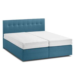 Lit boxspring KiYDOO II Tissu structuré - Bleu Gris - 180 x 200cm