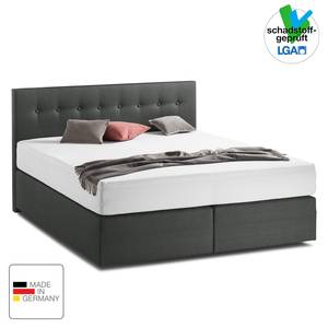 Lit boxspring KiYDOO II Tissu structuré - Anthracite - 180 x 200cm