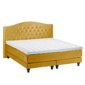 Lit boxspring La Chatre Velours Jaune moutarde - 160 x 200cm