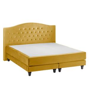 Lit boxspring La Chatre Velours Jaune moutarde - 200 x 200cm