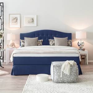 Lit boxspring La Chatre Tissu - Bleu foncé - 140 x 200cm