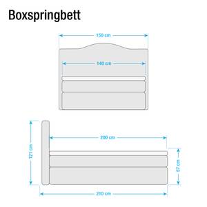 Boxspringbett La Chatre Webstoff - Grau - 140 x 200cm