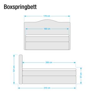 Lit boxspring La Chatre Tissu - Bleu foncé - 160 x 200cm