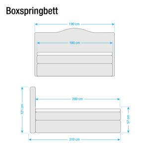 Lit boxspring La Chatre Tissu - Gris - 180 x 200cm