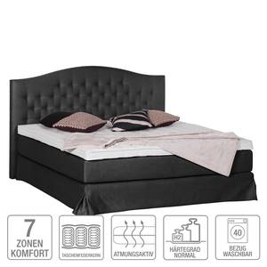 Boxspringbett La Chatre Webstoff - Anthrazit - 160 x 200cm