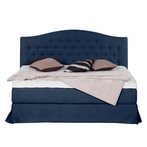 Boxspringbett La Chatre Webstoff - Dunkelblau - 200 x 200cm