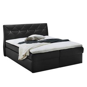 Lit boxspring Laholm Imitation cuir - Noir