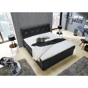 Boxspringbett Laholm (inkl. Topper) Kunstleder - Schwarz