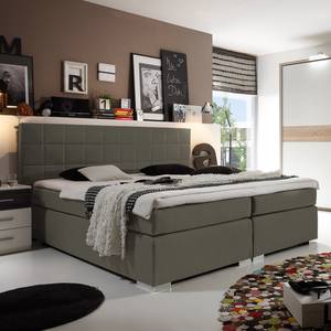 Boxspringbett Ledmore inklusive Topper - Webstoff - Mittelbraun - 140 x 200cm